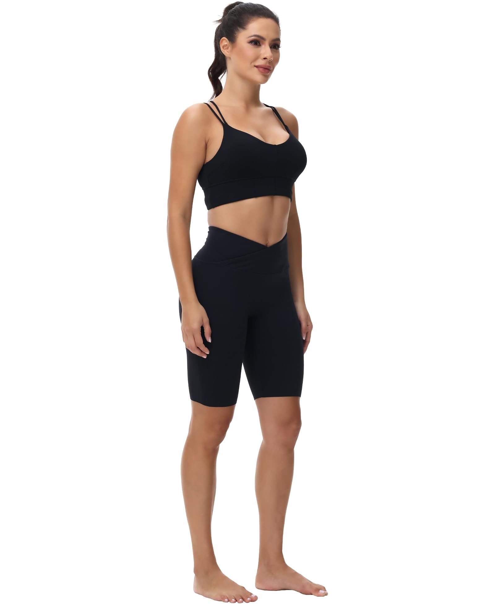 Motorun Womens Push-Up Padded Strappy Sports Bra Cross Back Wirefree Fitness Yoga Top Black S