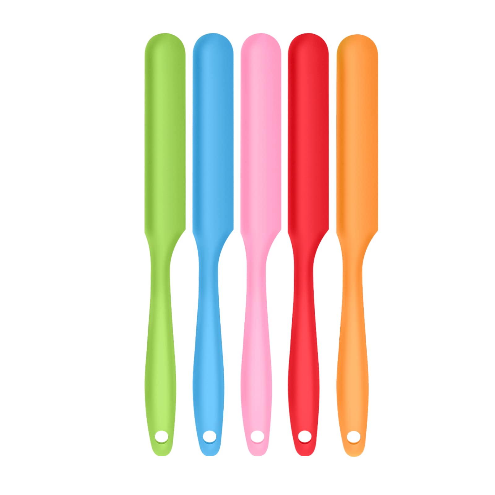 Armrouns 5Pcs Silicone Jar Spatulas Set, Cake Cream Spatulas Set, 9.8 Inch Non-Stick Heat Resistant Mixing Butter Spatulas Bakin