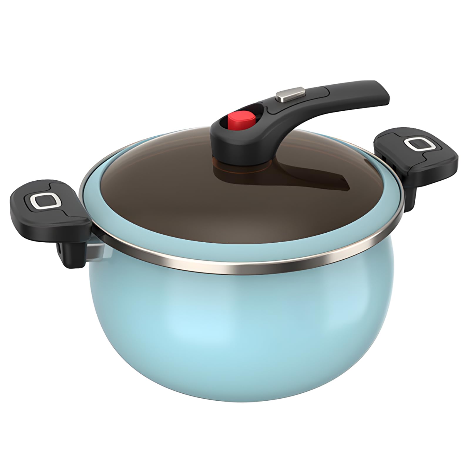 Nonstick Ceramic Coated Sauce Pan With Lid Blue Crock Pot With Twist & Lock Handles, Micro Pressure Cooker Versatile Stockpot Wi