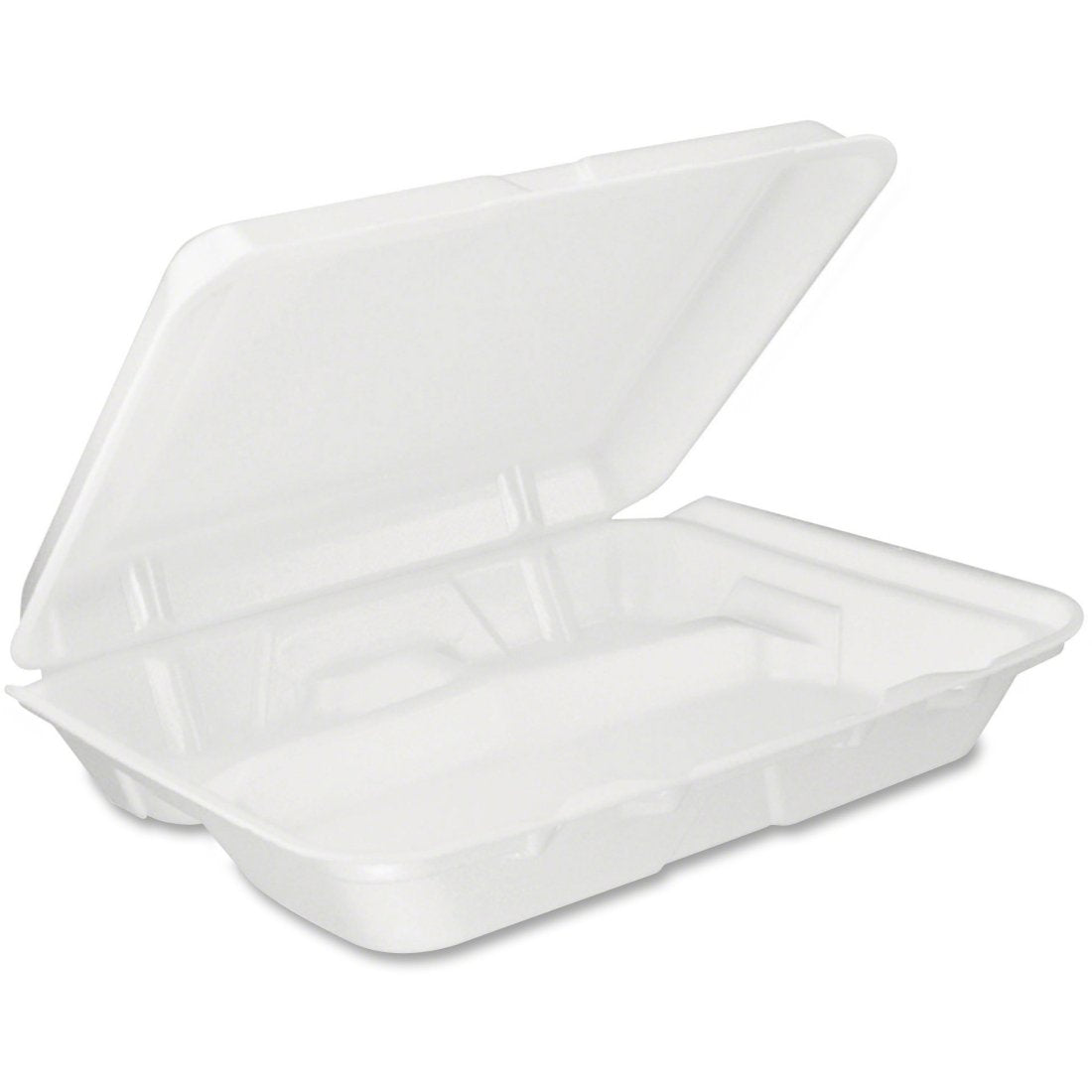Dart 95Ht3 - 9'' X 9'' X 3'' White Foam 3-Compartment Hinged Container - 200 Per Case