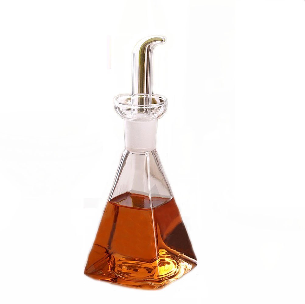 Eleton Square 14 Oz Glass Olive Oil Dispenser Bottle-Non Drip Leak Proof No Mess Oil Dispenser & Vinegar Cruet Pourer & Drizzler