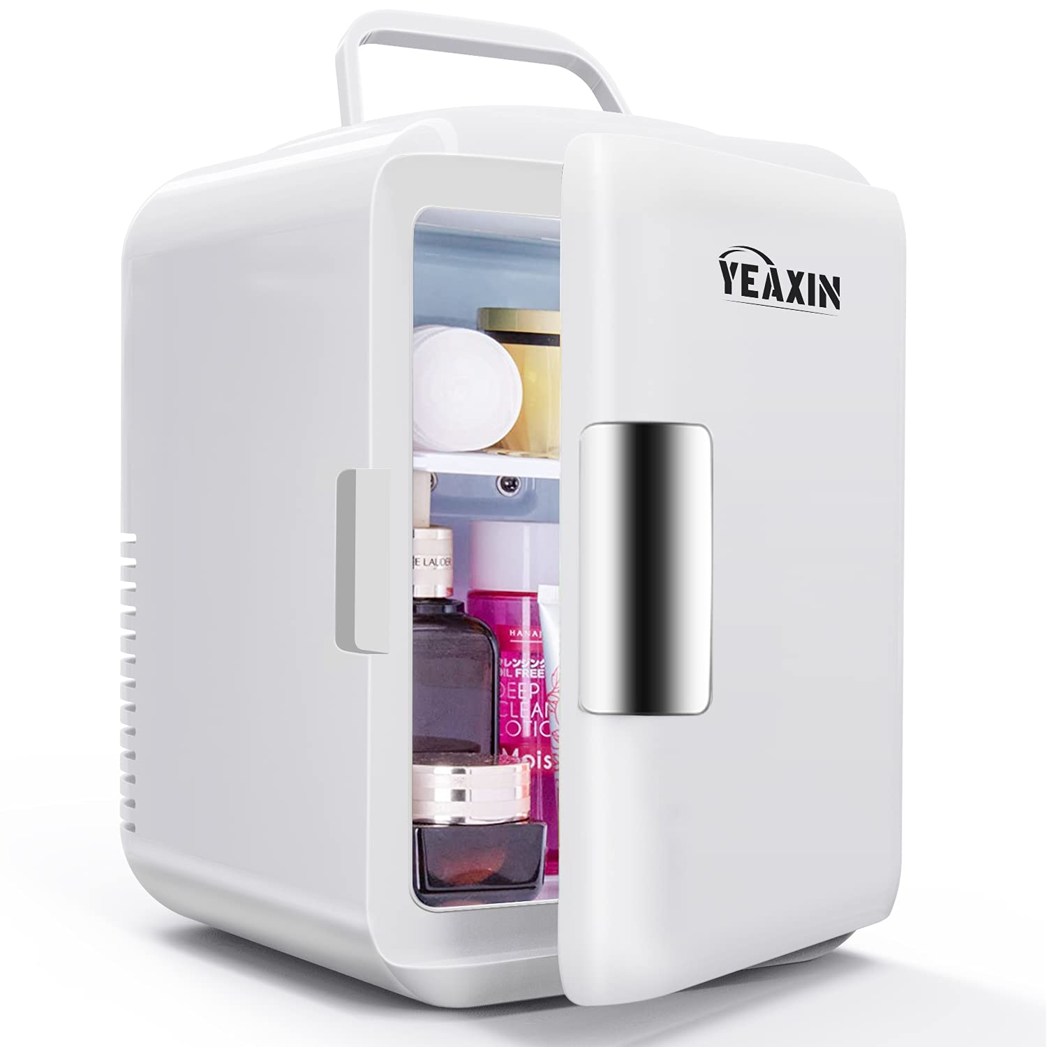 Yeaxin Mini Fridge 4 Liter/6 Can Compact Refrigerators Portable Cooler And Warmer Ac/Dc Thermoelectric System For Makeup Skincar