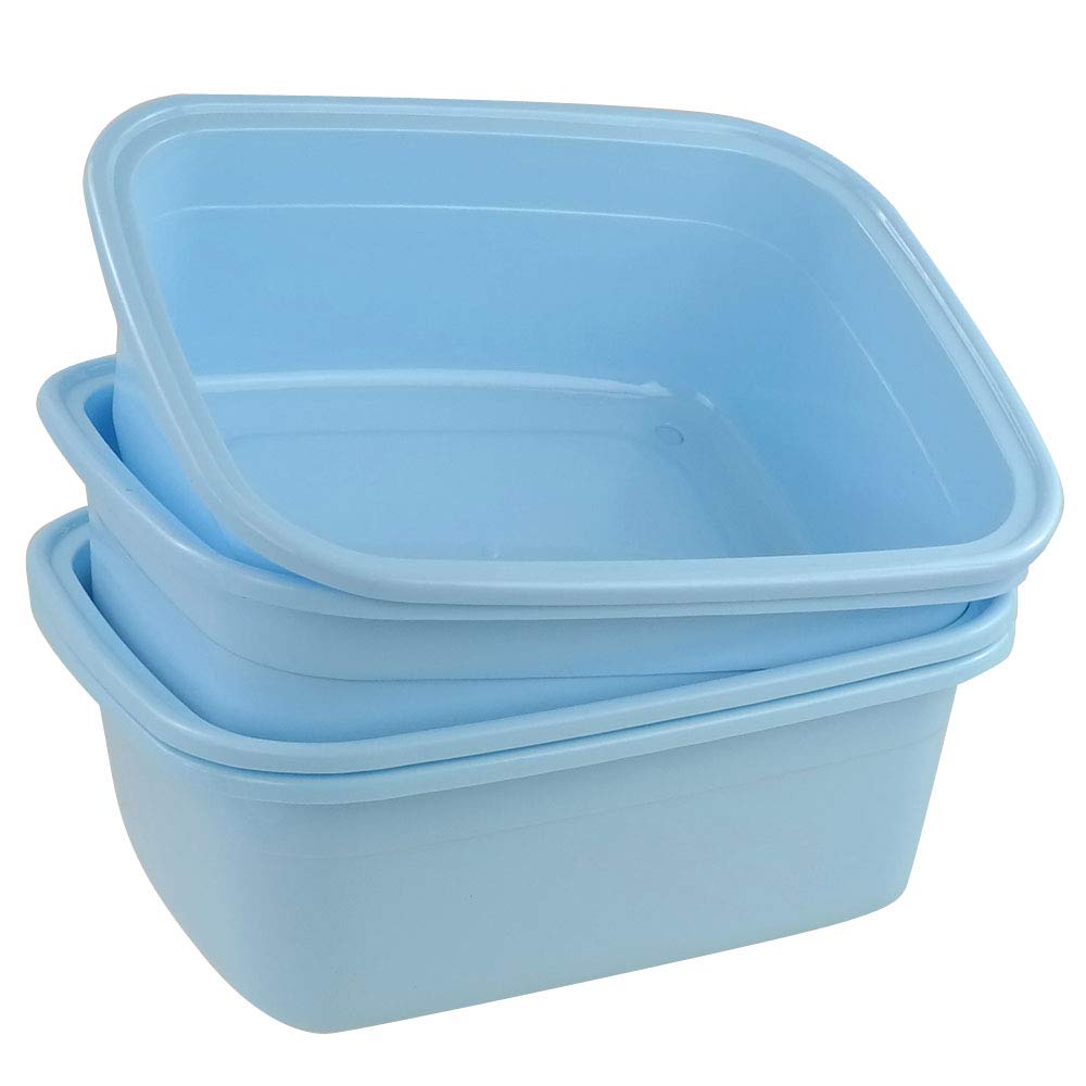 Nicesh 4-Pack Plastic Dishpan, 12 Quart Kitchen Wash Bin, Blue
