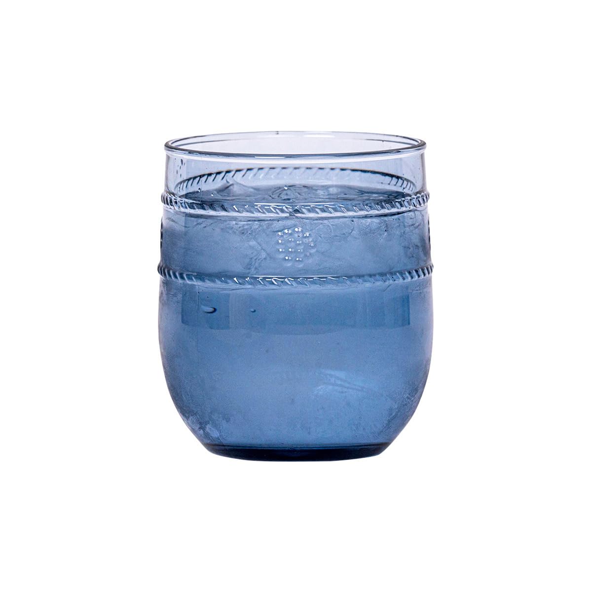 Juliska Blue Isabella Acrylic Tumbler - Unbreakable, Acrylic, Embossed Drinking Glass