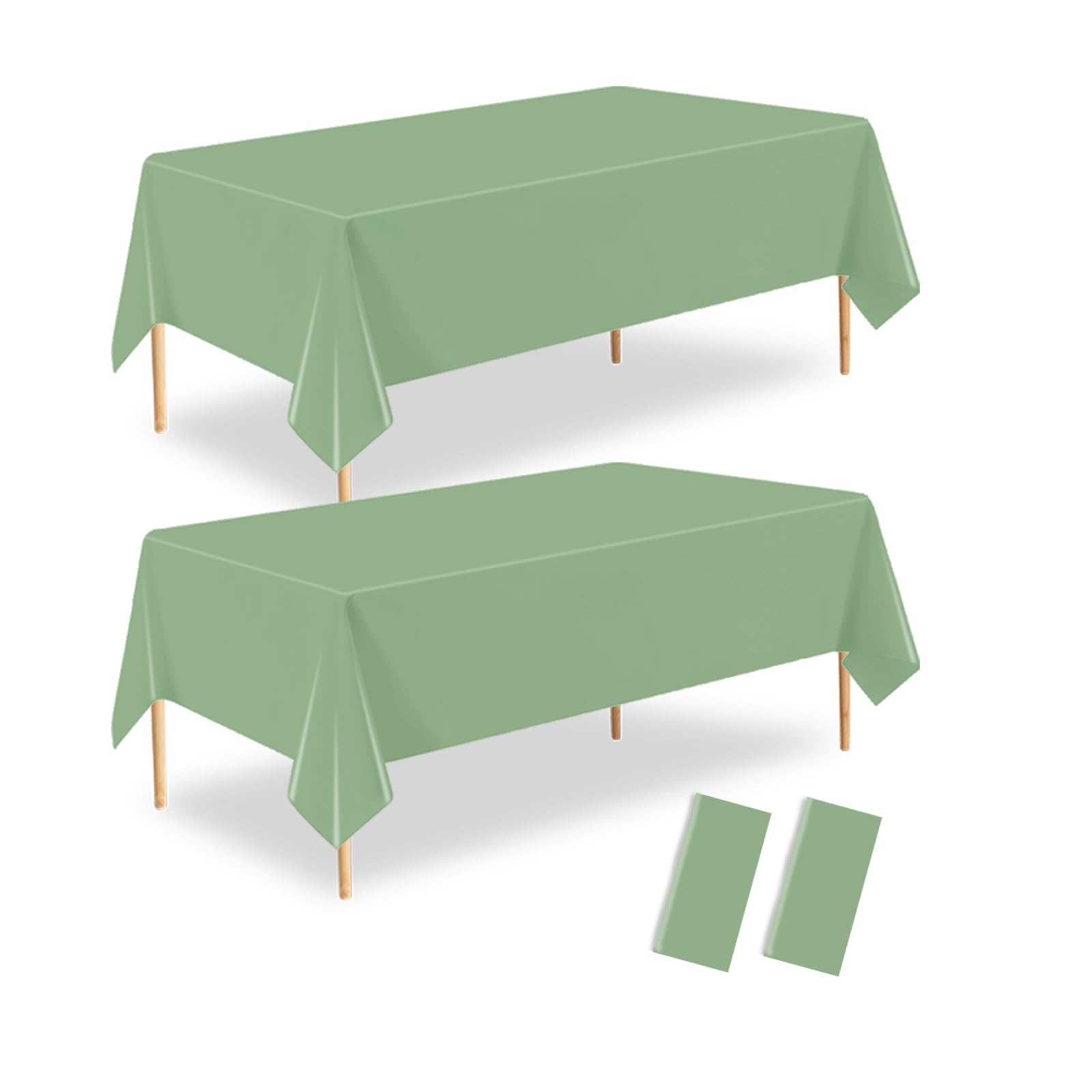 ZHIAXTON 4 Pack Sage Green Plastic Tablecloth, 54 X 108 Inch Disposable Waterproof Rectangle Table Cloth for Bride Wedding,Birth