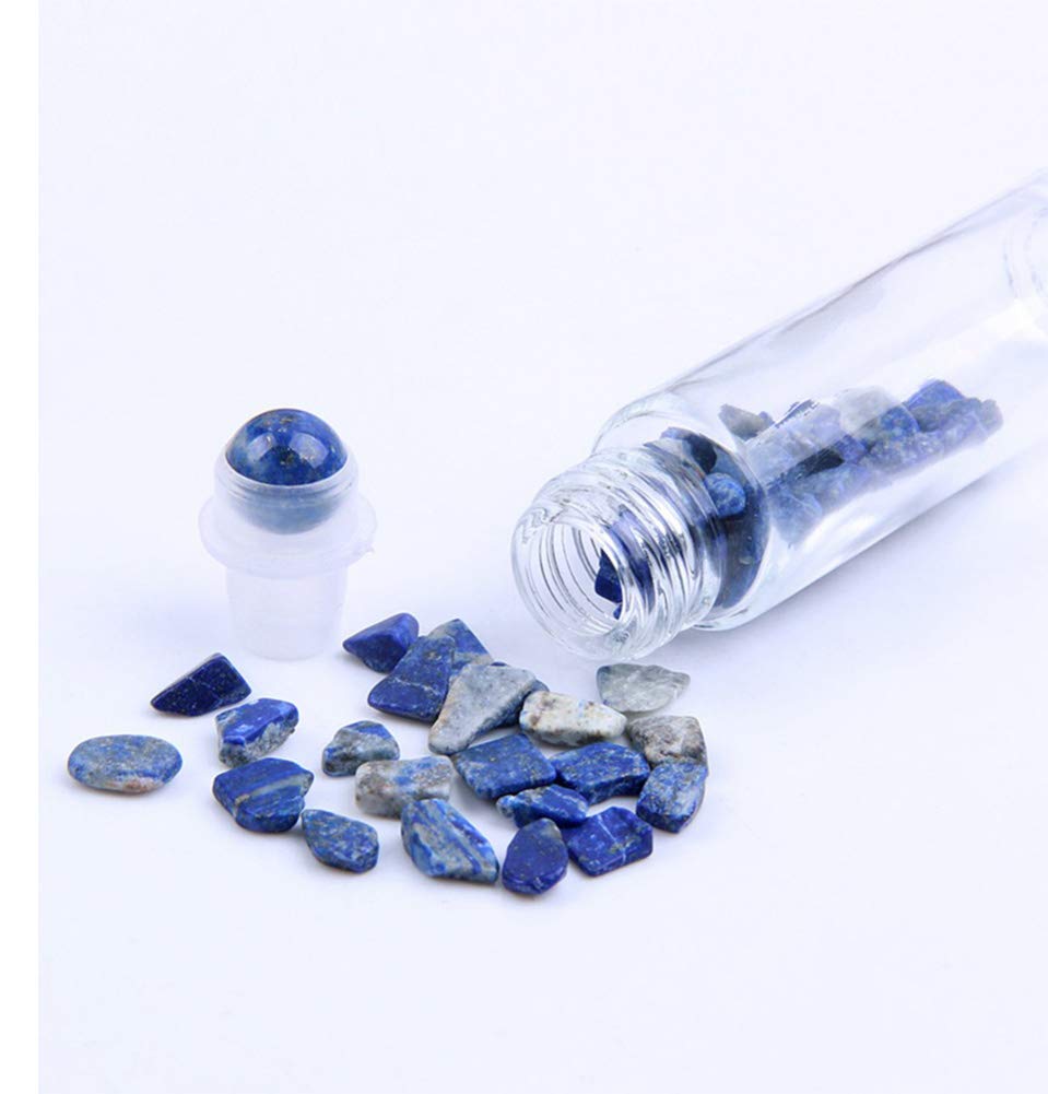 10Ml Roll On Bottle For Essential Oils,10 Pack Clear Glass Roller Bottles With Natural Crystal Gemstone Roller Balls Top,Bamboo