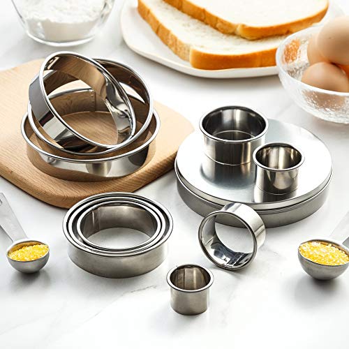Beyond 280 Beyond 280 Round Stainless Steel Cookie Cutters,10-Piece Circle Big To Small For Round Cookies, Cake Decor, Fondant,