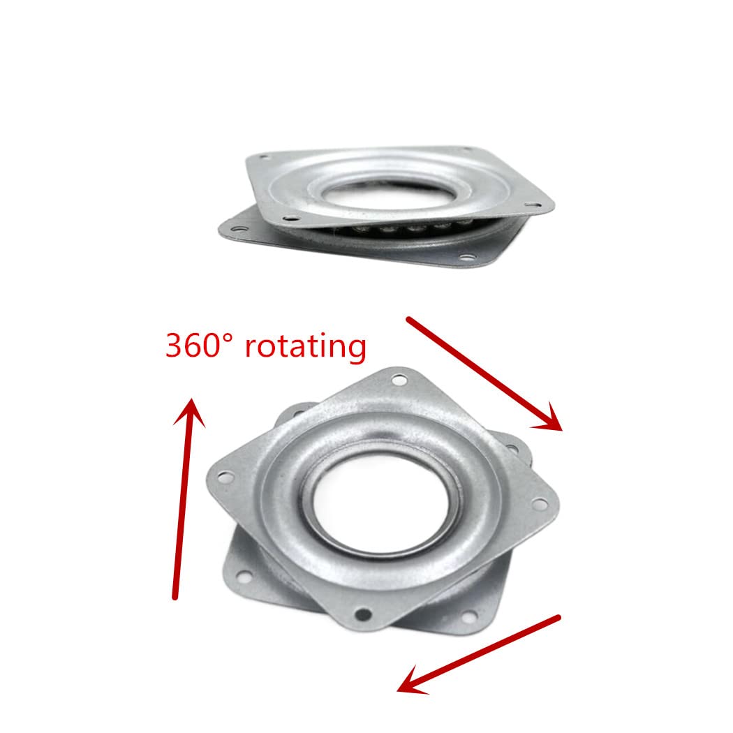 4 Pack 3 Inch Lazy Susan Hardware, Square Metal Turntable Bearings, 120Lbs Capacity Steel Rotating Bearing Swivel Plate For Serv