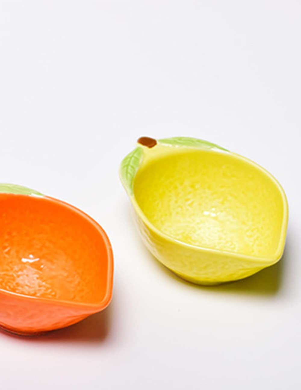 Mozacona 4Pcs Ceramic Appetizer Plates Lemon Shape Side Dishes Seasoning Plates