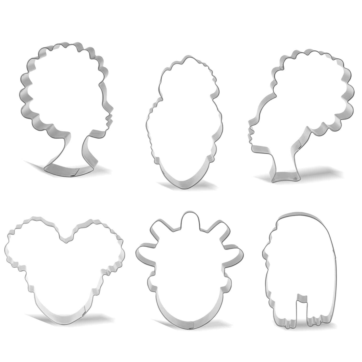 Keewah Girl Face Cookie Cutter Set - 6 Piece - Stainless Steel