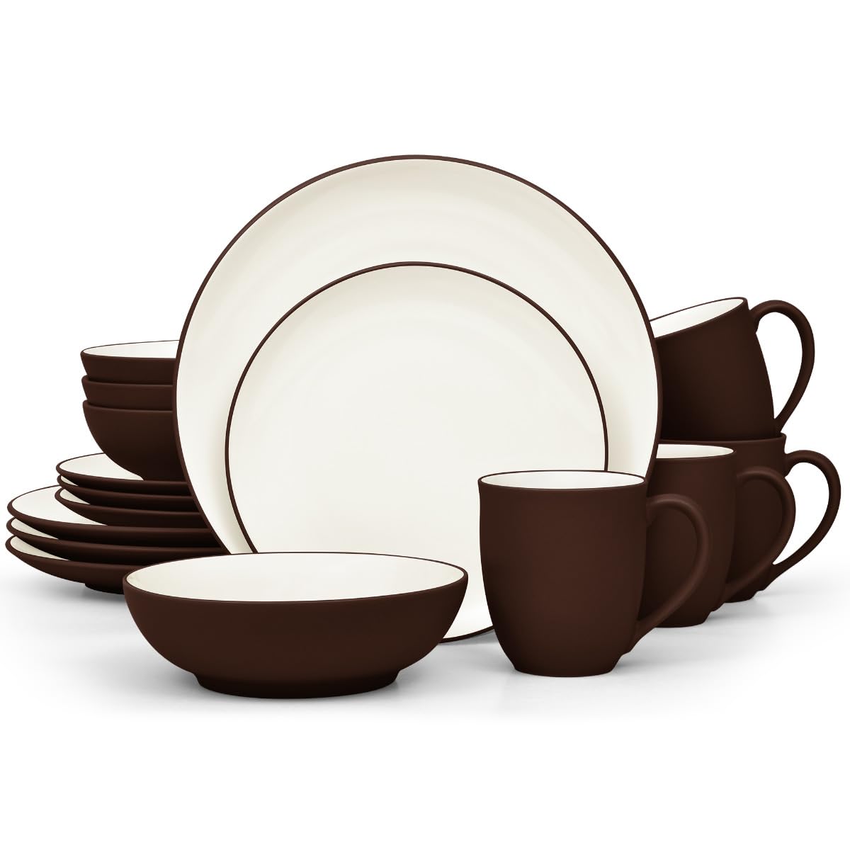 Noritake Colorwave Chocolate 16-Piece Coupe Dinnerware Set, Service For 4