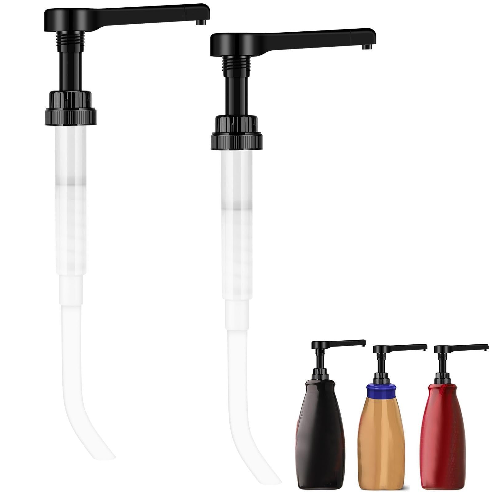 Hushee 2 Pcs Coffee Syrup Pump Sauce Pump Dispenser for 64 oz Syrup Bottles Reusable Sauce Pumps Coffee Dispenser Multifunctiona