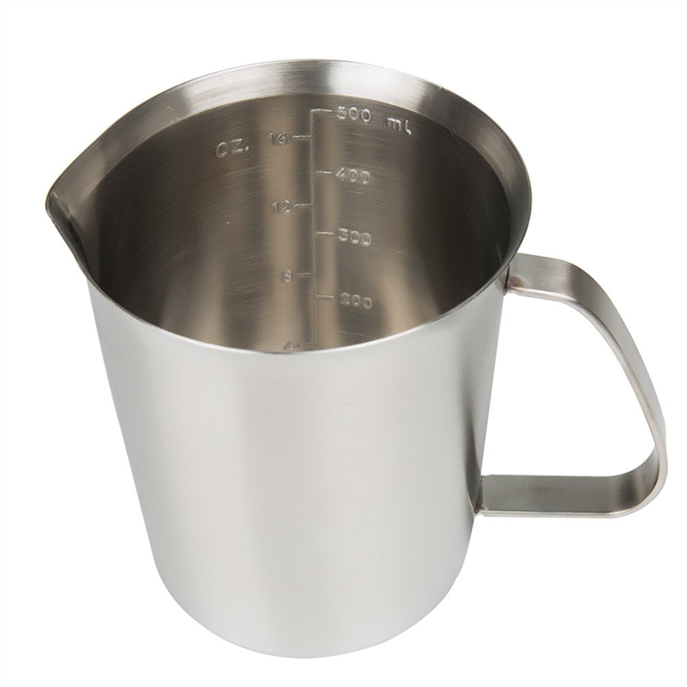 Measuring Cup, Stainless Steel Measuring Cup (16 Ounce/ 0.5 Liter- 2 Cup), Milk Frothing Pitcher, Steaming Pitcher, Milk Frothin