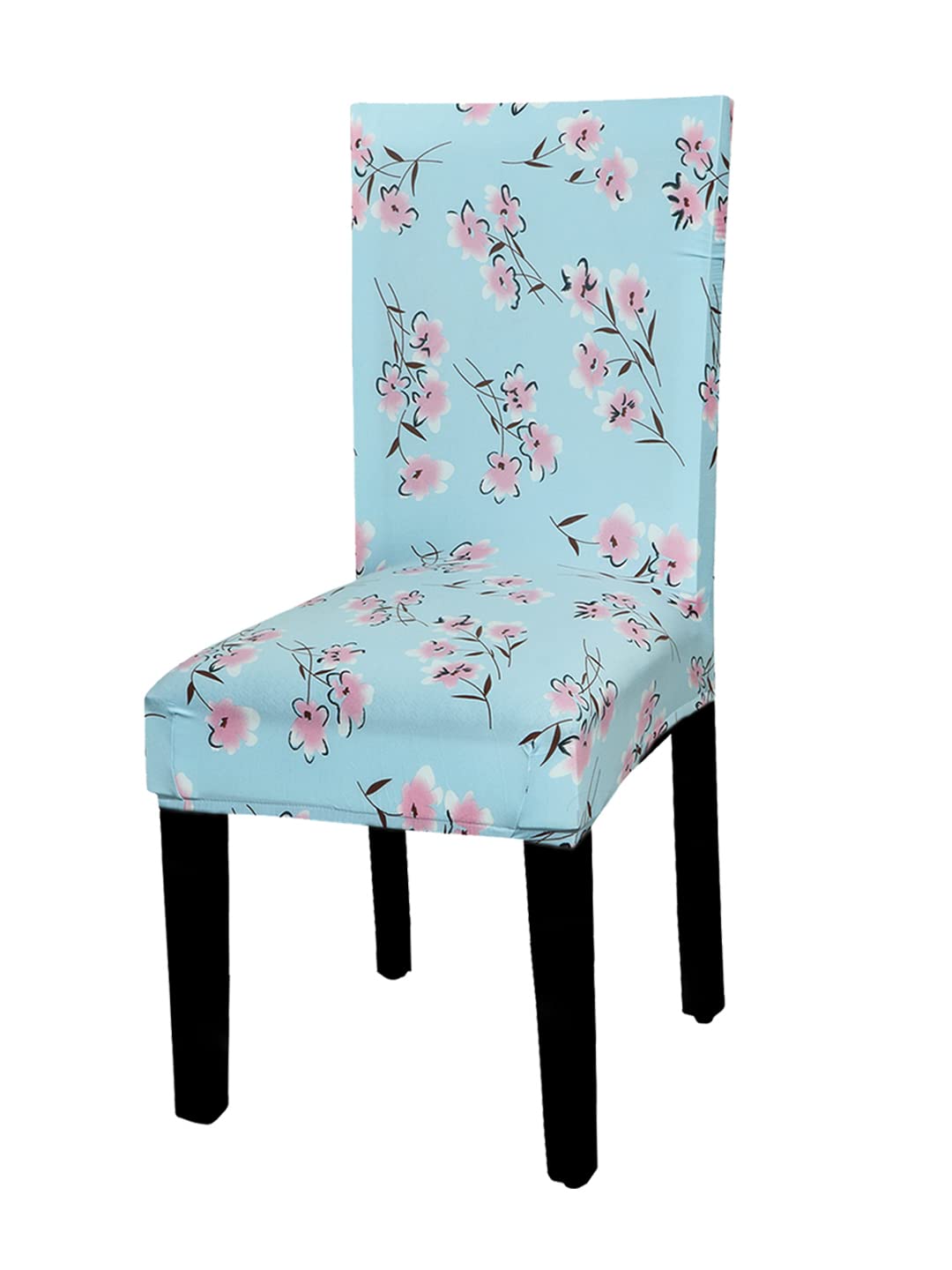 House Of Quirk Polyester Elastic Stretch Removable Washable Short Dining Chair Protector Seat Slipcover (Blue Daisy)