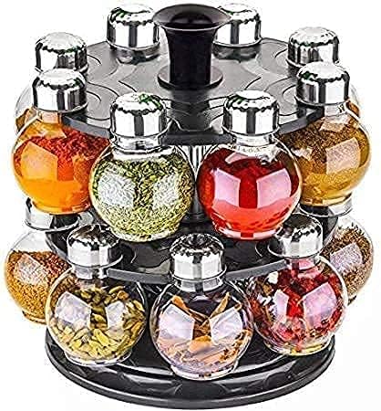 Multipurpose Plastic Big Revolving Spice Rack 16 In 1 Masala Rack Set Condiment Set Spice Container Jar Bottle Spice Rack Unbrea