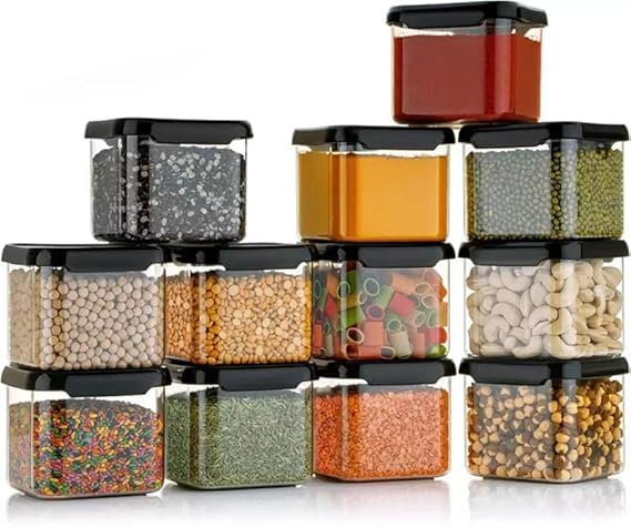 Freshfusion Pack 8 Unbreakable Air Tight Square Plastic Containers Set 500 Ml For Kitchen Storage, Kitchen Container, Storage/Co