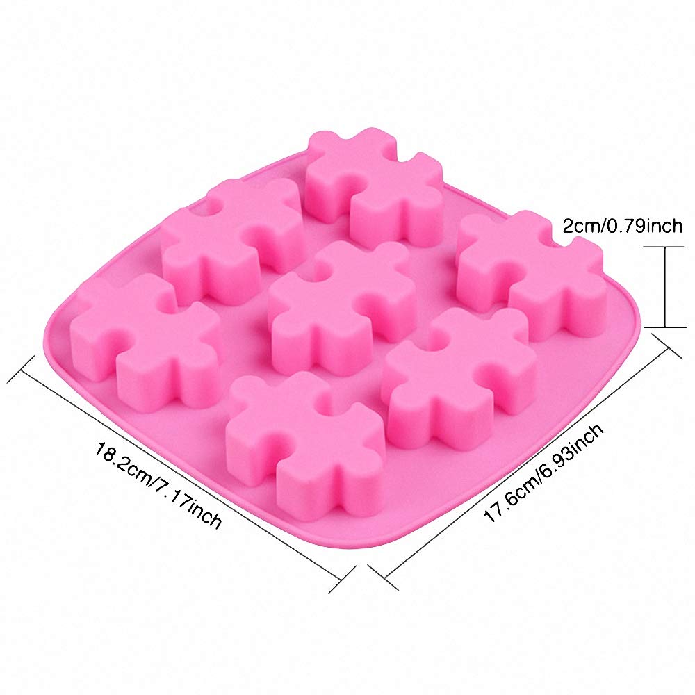 Moldfun 2 Pack Puzzle Piece Silicone Molds For Making Chocolate Candy Gummy Jello Jelly Baking Cake Cookie Mini Soap Resin Wax C