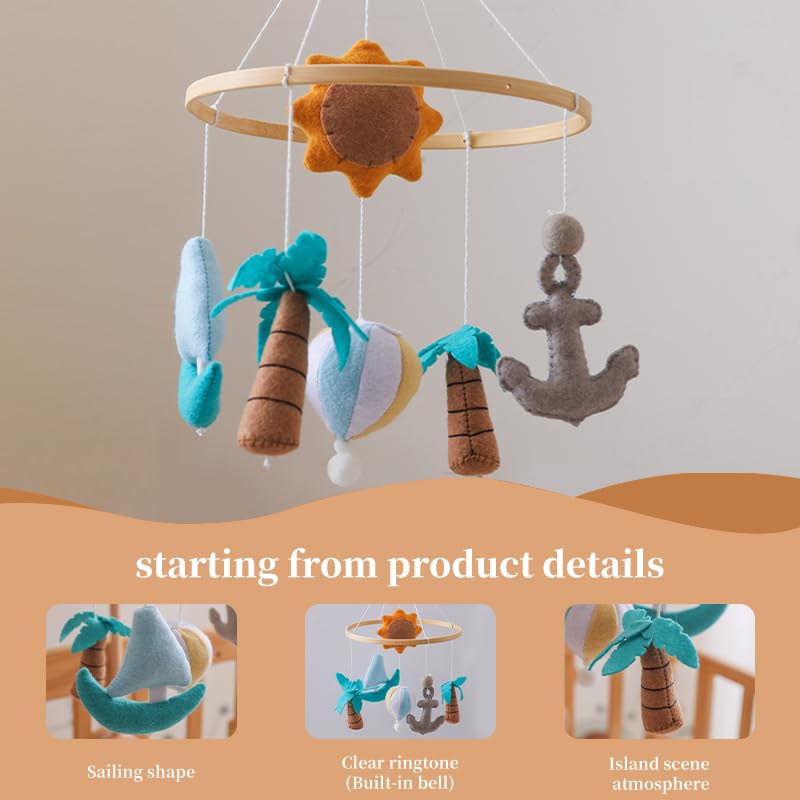GOODMOM Seaside Nursery Mobile for Boys & Girls - Handmade Staycation Baby Mobile for Crib - Baby Crib Mobile BEACH Theme Access
