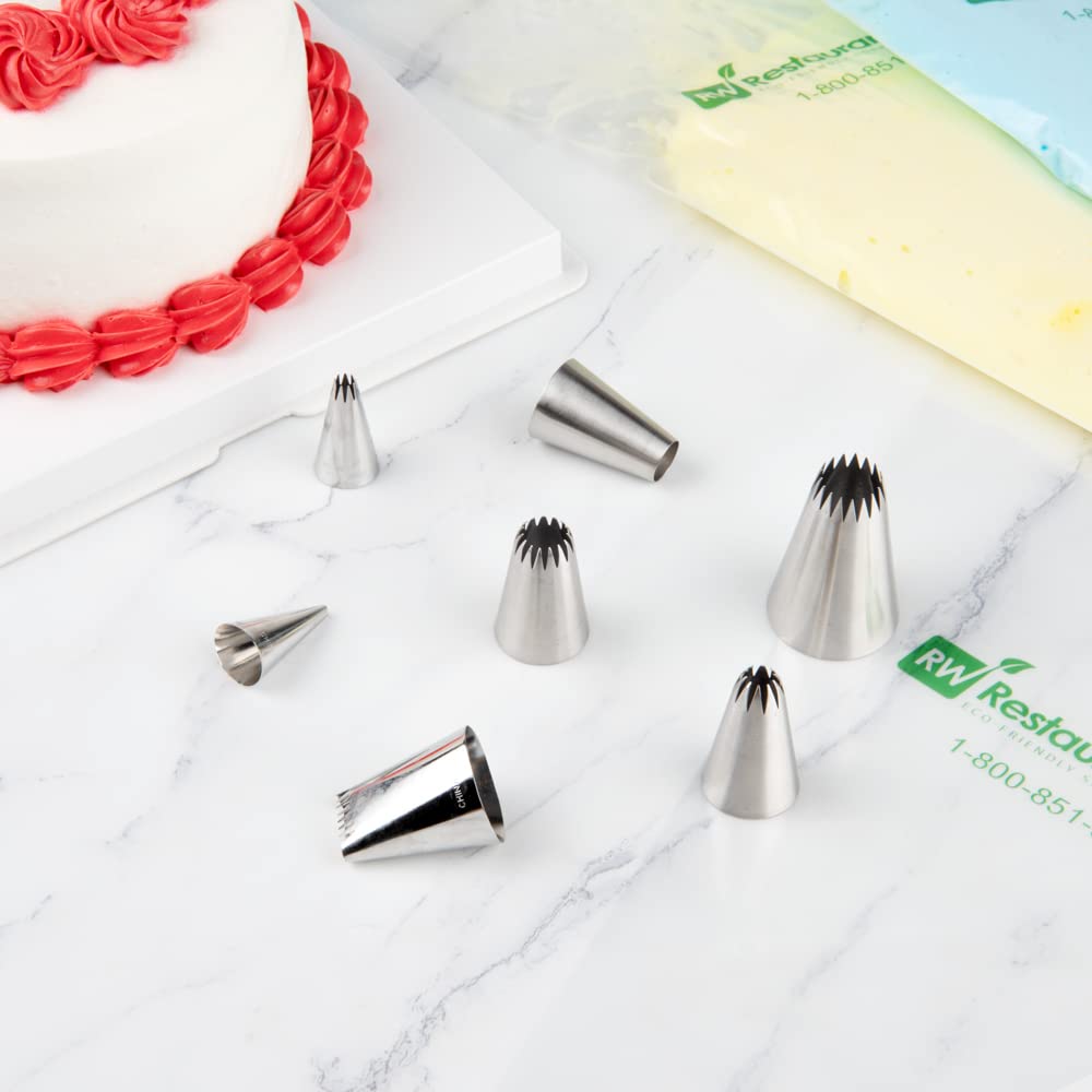 Restaurantware Pastry Tek Piping Tip 1 Open Star Decorating Tip - #6B Dent-Resistant Stainless Steel Icing Tip Dishwasher-Safe D