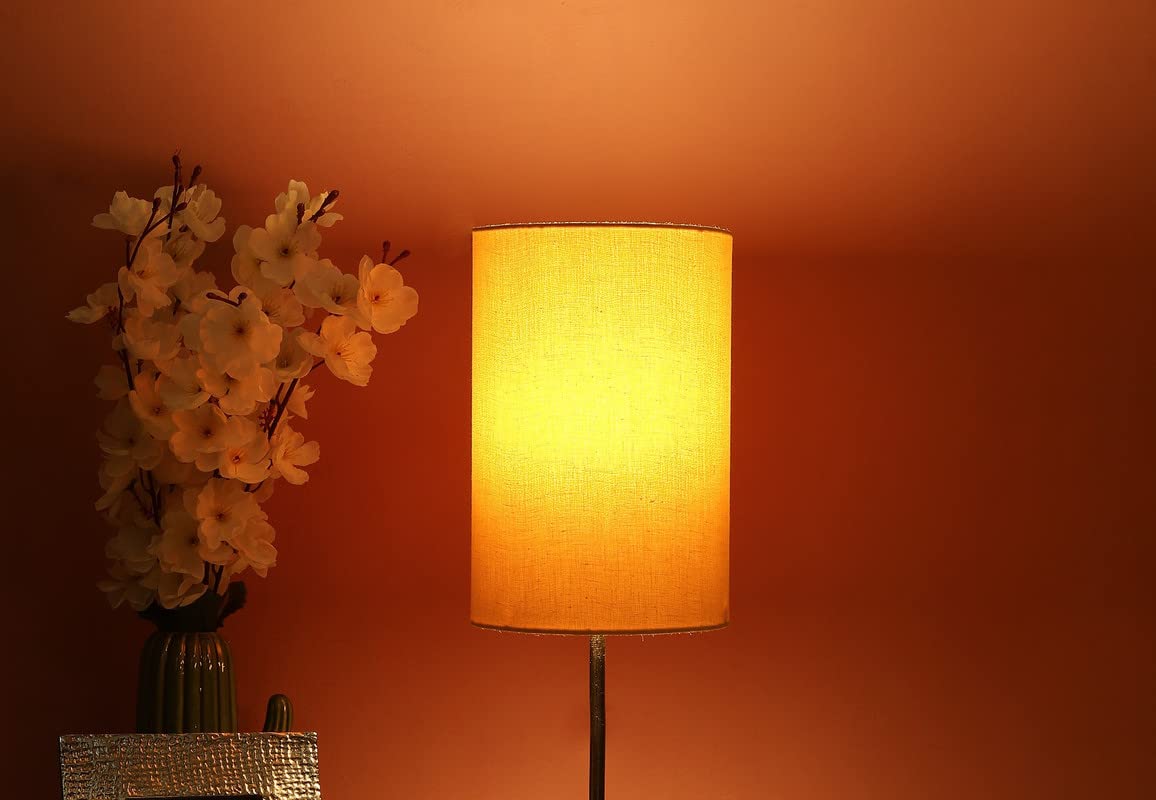 Btr Crafts Yellow Cylinder Lamp Shade, Decorative Light Lamp For Living Room, Home, Bedroom, Suitable For Medium Table & Floor L
