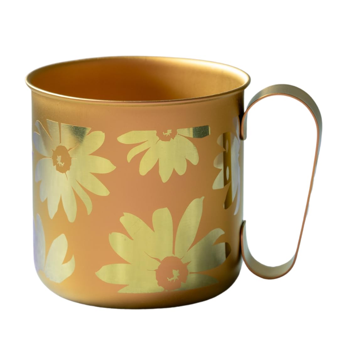 HORIE Titanium Design Mug Bo, Outdoor, Children, Gift, Lightweight, Rust Resistant (11.8 fl oz (320 ml, TMA-209B) (Orange (Flowe