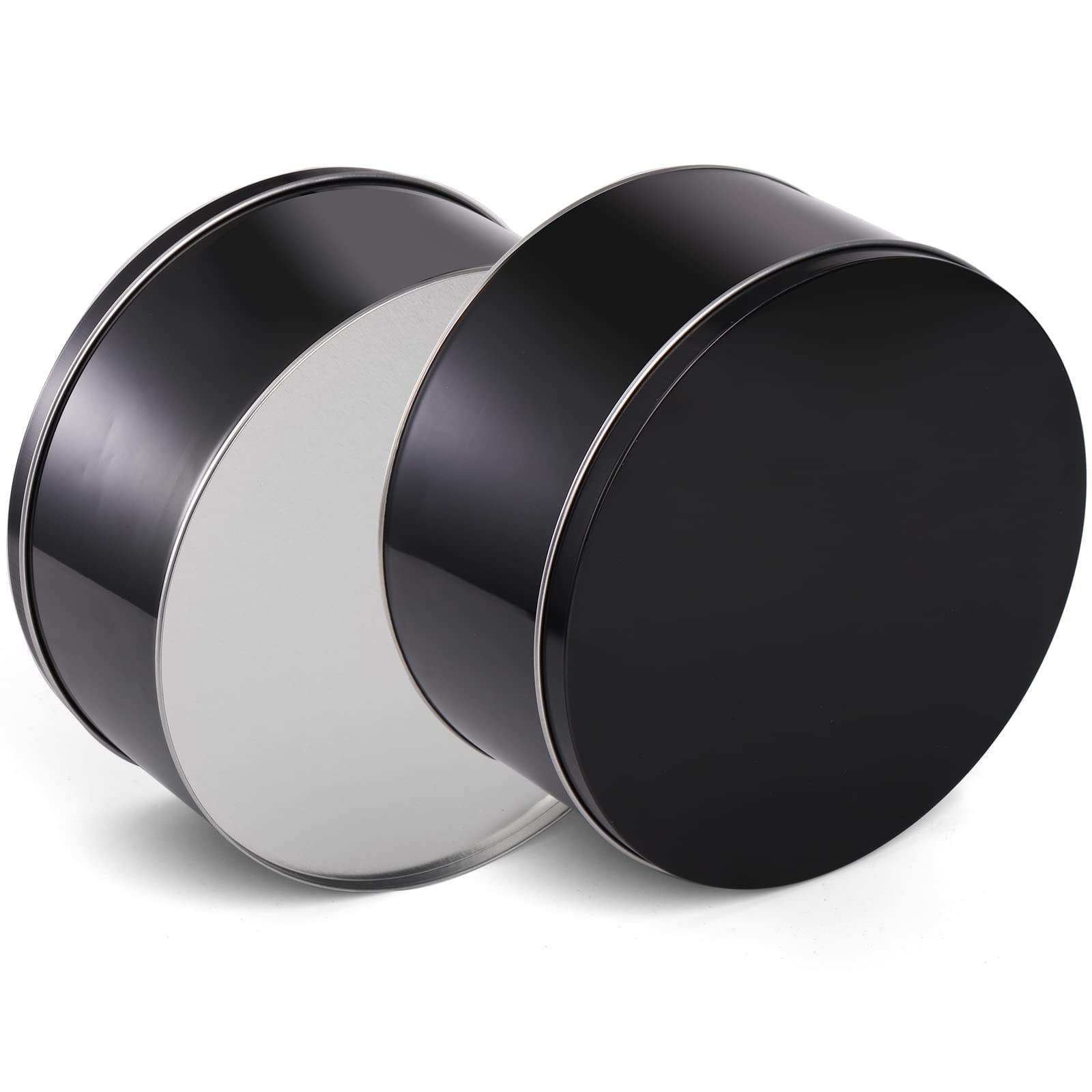 Yopay 3 Pack Cookie Tin With Lid, Round Gift Tin, Black Baking Cake Container For Storing Patisseries, Snack, Chocolate, Easter,