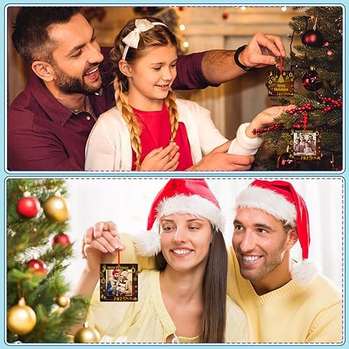 FaCraft Christmas Picture Frame Ornaments 2025 - Merry Keepsake Photo Frame Personalized Custom Picture Ornaments Rustic Family