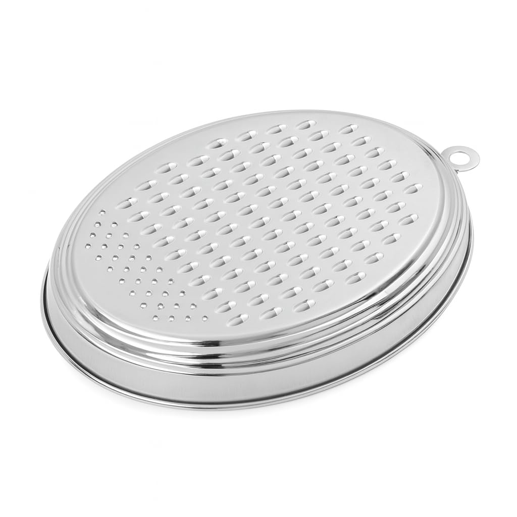 Steeluxe Stainless Steel Oval Shaped Vegetable Grater | Ghiyakas Khamni For Bottle Gourd | Manual Hand Grater For Cheese, Carrot