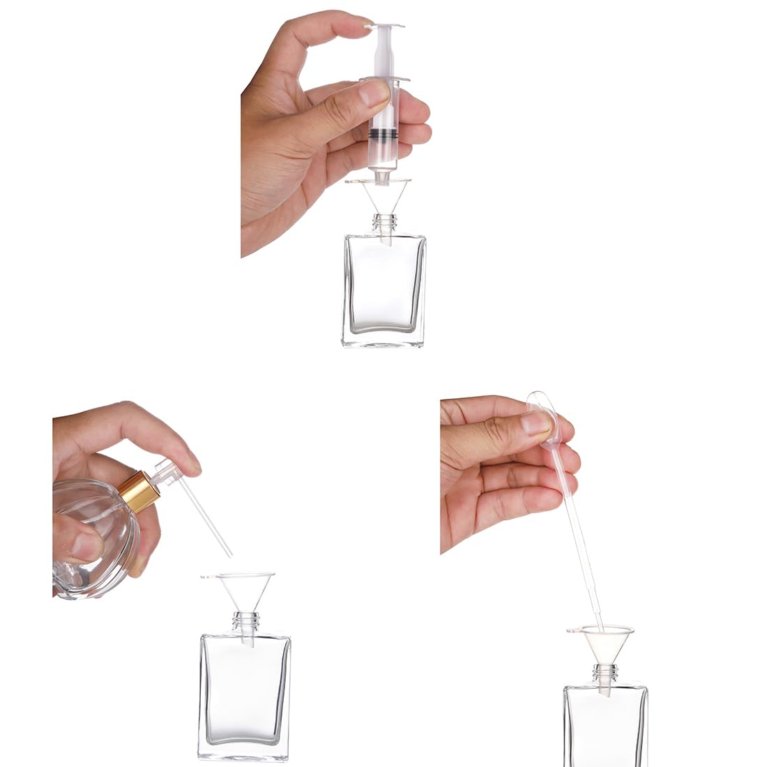 6 Pack 30Ml / 1 Oz Transparent Refillable Perfume Bottle, Portable Square Empty Glass Perfume Atomizer Bottle Spray Applicator W