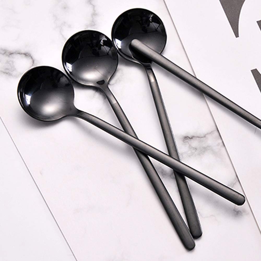 Pack Of 8, Black Stainless Steel Espresso Spoons, Findtop Mini Teaspoons Set For Coffee Sugar Dessert Cake Ice Cream Soup Antipa