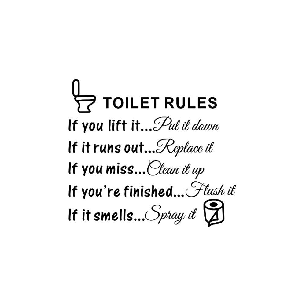 Bestjybt Diy Removable Toilet Rules Wall Quotes Stickers Washroom Bathroom Decals Wc Sign Vinyl Art Decor For Kids Living Room H