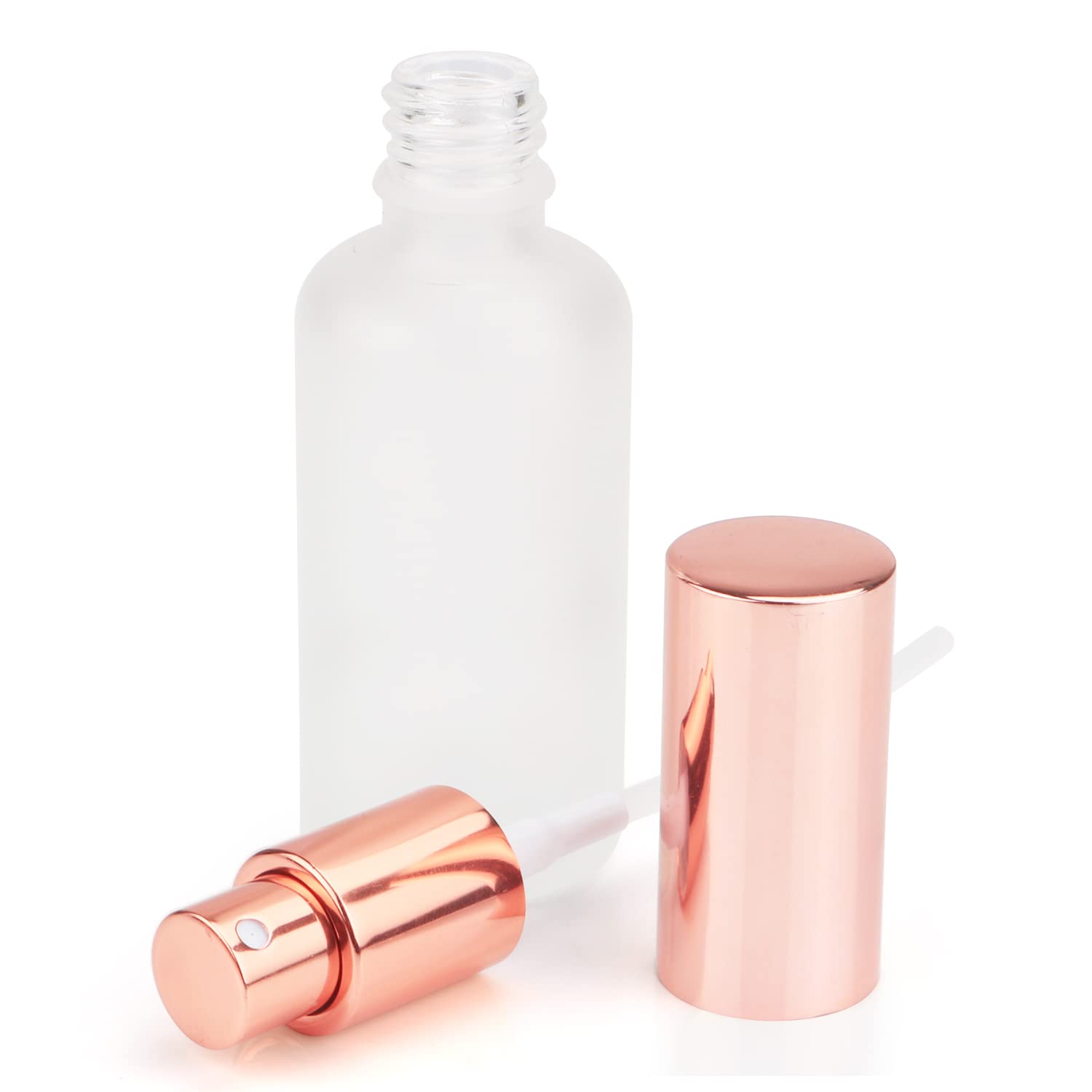 12 Pack,2 Oz Frosted Fine Mist Atomizer,Empty Glass Spray Bottles With Rose-Golden Pump Cap,Protable Travel Liquid Holder Contai