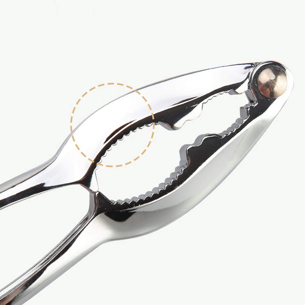 Lasenersm 1 Piece Nutcracker Chestnut Clip Walnut Pliers Lobster Shellers Crab Legs Crackers Seafood Tools Set, Silver