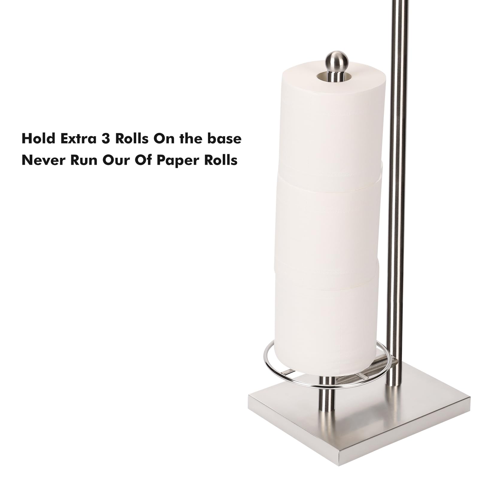 Sfemn Toilet Paper Holder With Tray At The Top, Heavy-Weighted Stainless Steel Base No Wobbly, Freestanding Toilet Paper Rolls S