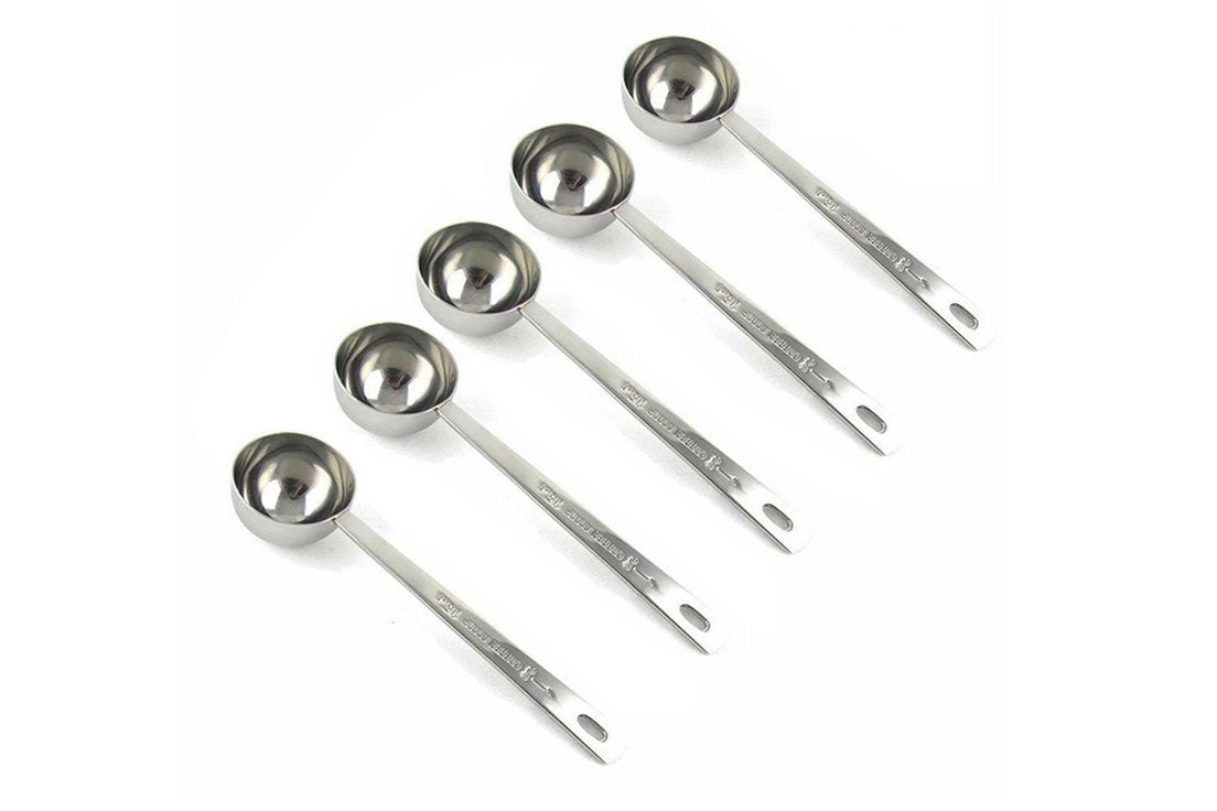 Stainless Steel 1 Tablespoon Measuring Coffee Scoop Spoon, Set Of 5