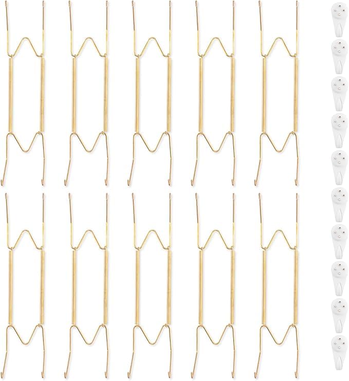 Bilillo 10 Pack Plate Hangers for the Wall, Suitable for 12-16 inch Art Plate, Invisible Heavy Duty Wire Plate Holder with Wall 