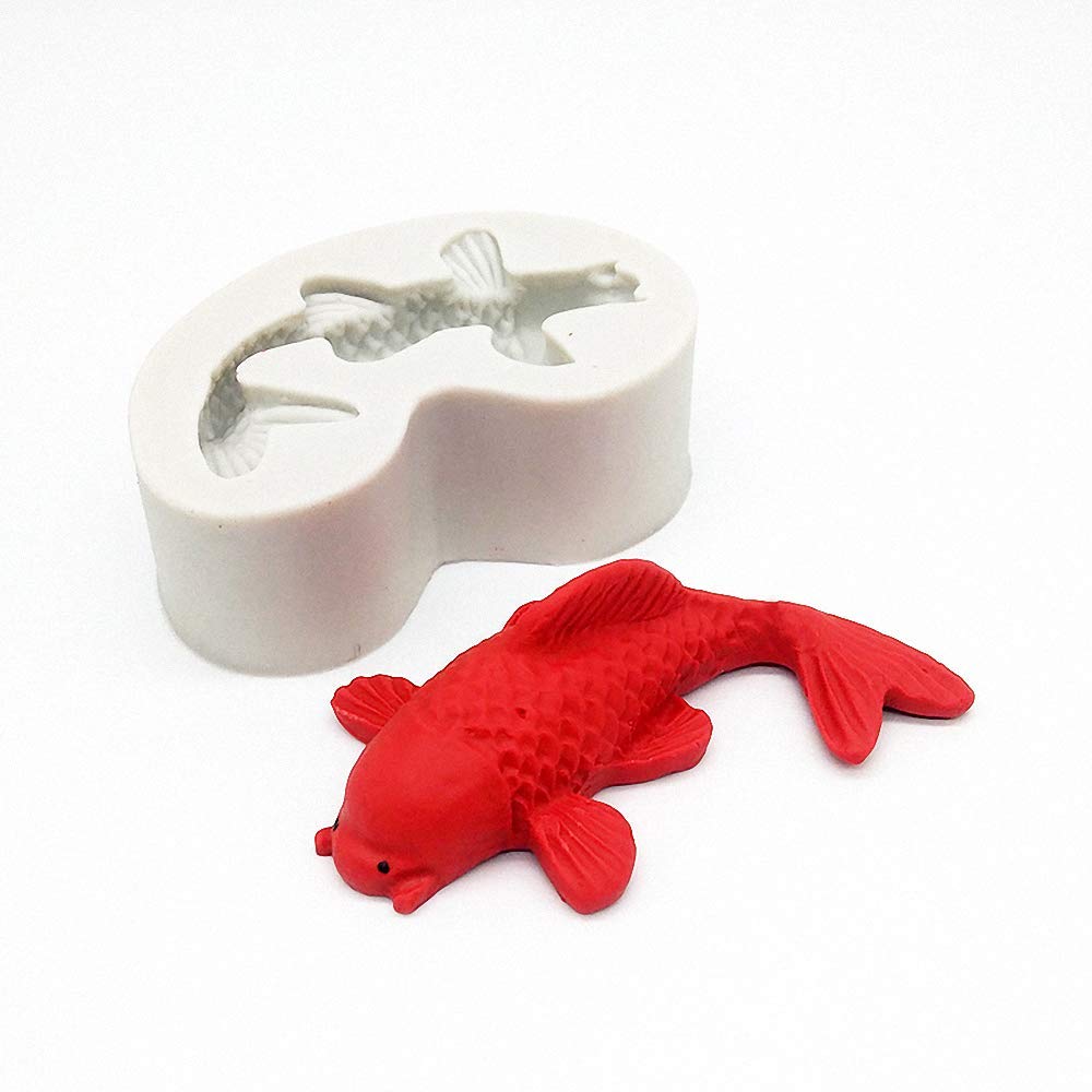 2Pcs Koi Fish Fondant Molds Silicone Chocolate Candy Gum Paste Mold Polymer Clay Resin Mold Cake Decorating Tool