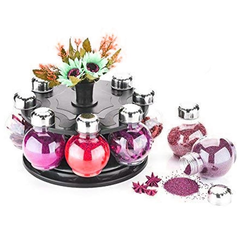 Exxelo Roseleaf Spice Rack Plastic Spice Rack Spice Storage Container Revolving Rack Condiments Set Container Box 360Deg Revolv