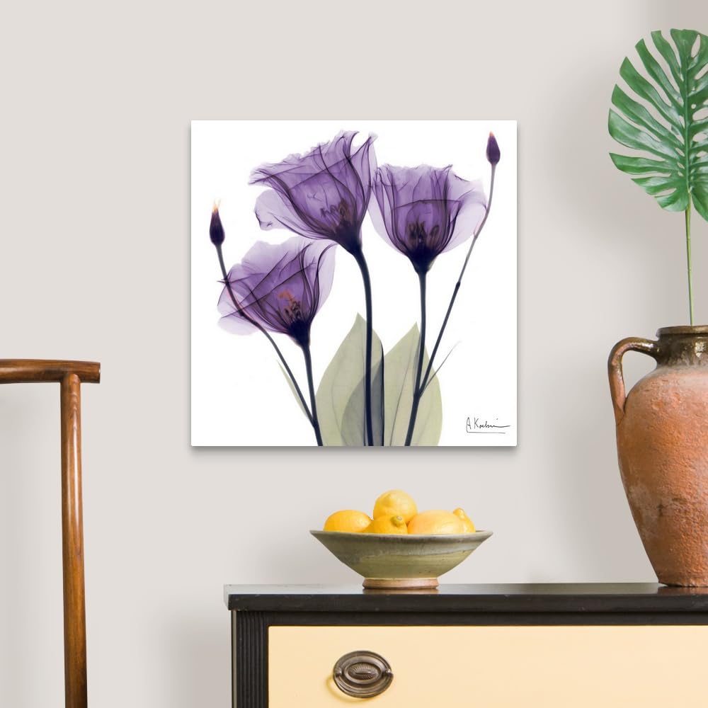 Canvas On Demand Purple Flower Trio Canvas Wall Art Print By Albert Koetsier, Home Decor, Artwork, 20''X20''
