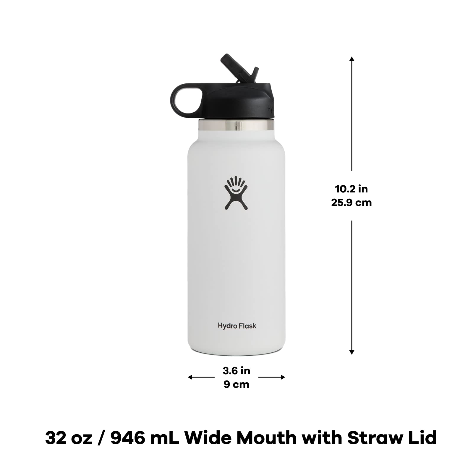Hydro Flask 32 Oz Wide Mouth Straw Lid White