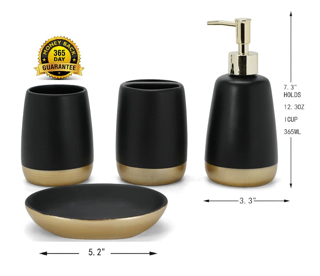 Black Bathroom Accessories Set Gold Bathroom Accessory Set,Toothbrush Holder Soap Dispenser Soap Dish Tumble Cup For Bathroom De