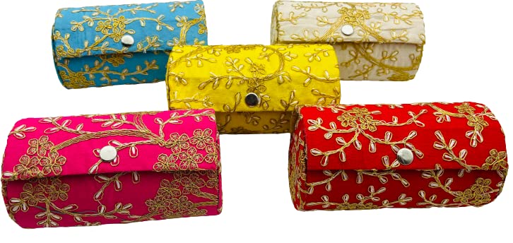 Ankit Traders Wooden Embroidery Bangle Box Bangle Organizer Box Jewellery Storage Box, Wedding Gift Bridal Gift, Cosmetic Bag Mu