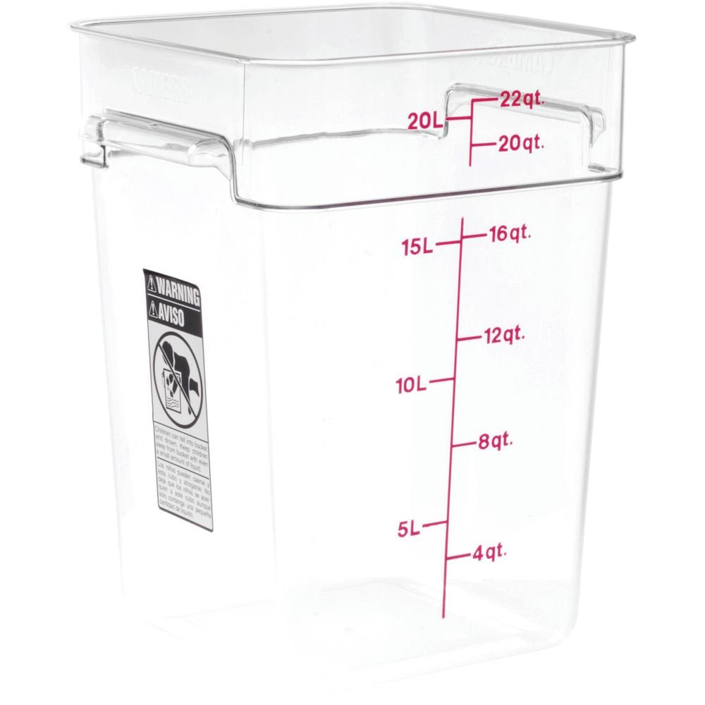 Cambro Camwear Polycarbonate Square Food Storage Container, 22 Quart, Pack Of 1