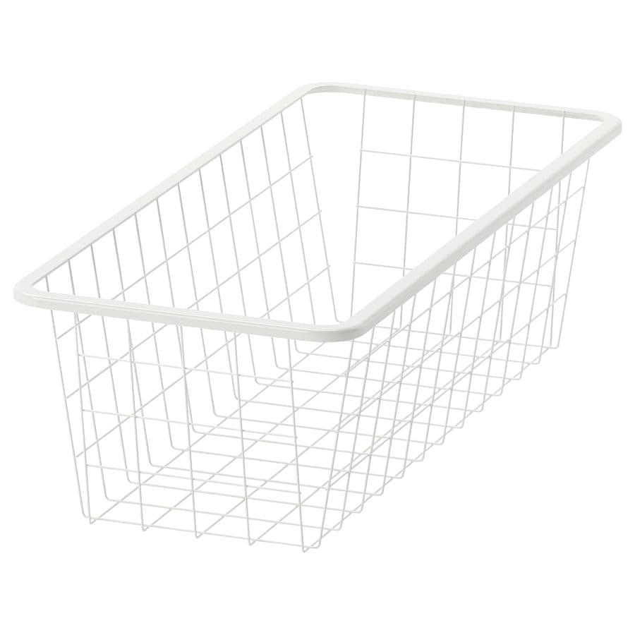 Establisher Jonaxel Wire Storage Basket, White Metal Organizer Basket For Closet, Kitchen & Wardrobe, 25X51X15 Cm Multipurpose S