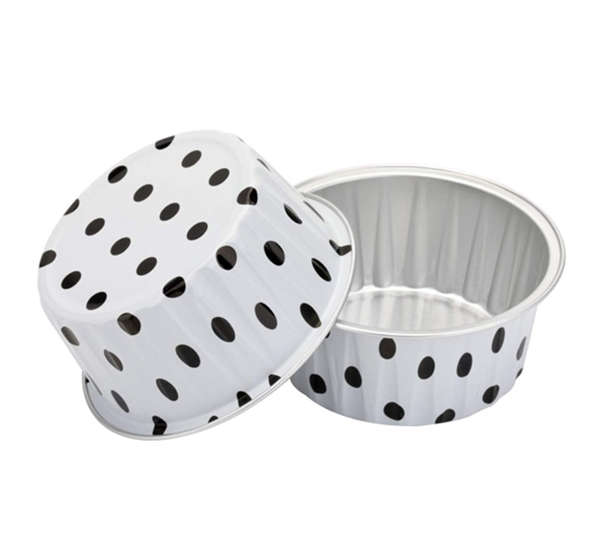 Keisen 3 2/5'' 125Ml 100/Pk 4Oz Disposable Aluminum Foil Cups For Muffin Cupcake Baking Bake Utility Ramekin Cup (Spot)