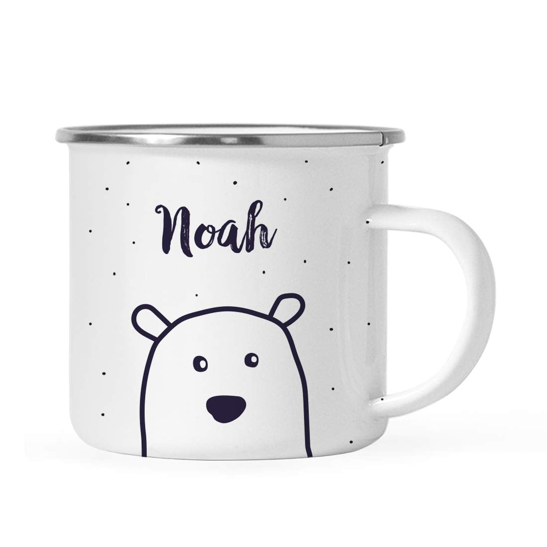 Andaz Press Personalized 11Oz. Christmas Hot Chocolate Stainless Steel Campfire Coffee Mug Gift, Polar Bear, 1-Pack, Custom Name