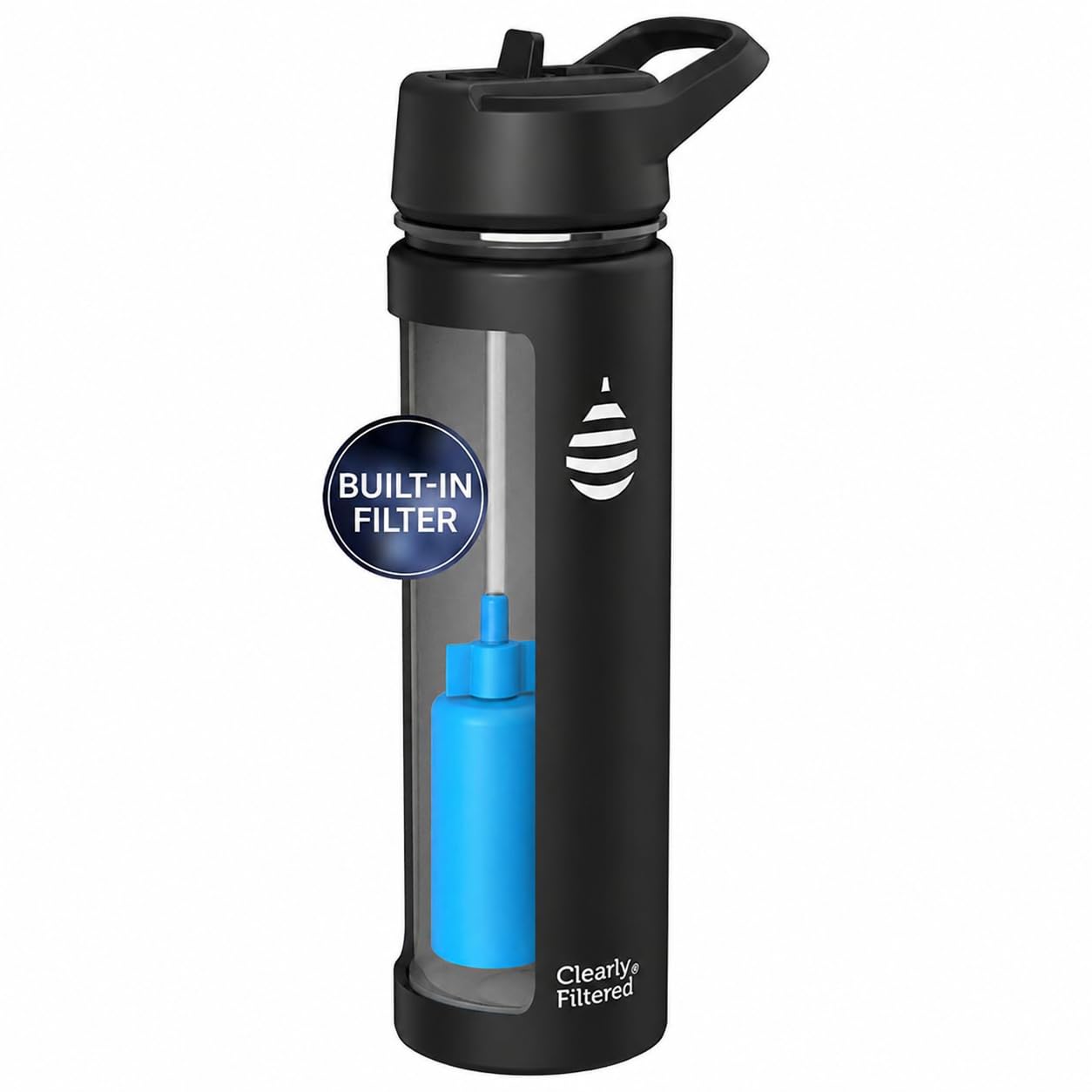 Clearly Filtered New Water Bottle (20oz, Black)