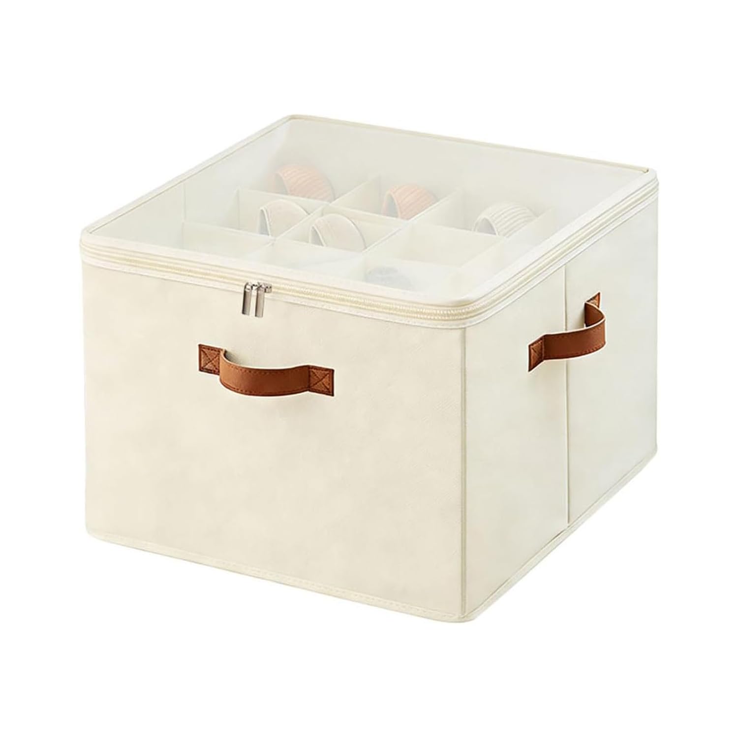 House Of Quirk Transparent Storage Box With Adjustable Dividers, Zipper Closure & Handles, Foldable Clear Organizer For Clothes,