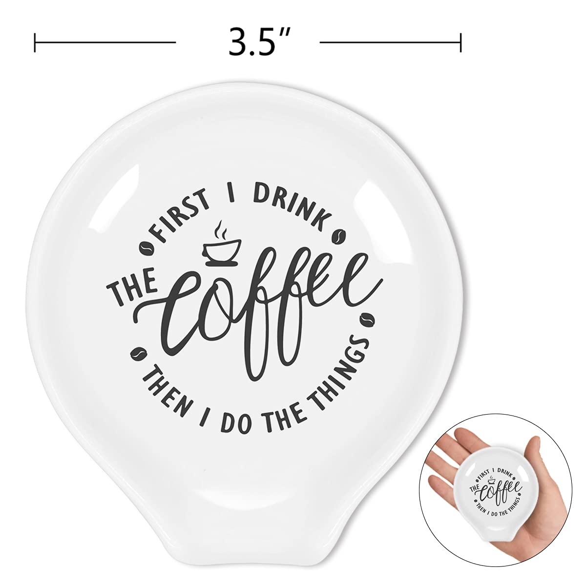 Funny Coffee Quote First I Drink The Coffee Then I Do The Things Ceramic Coffee Spoon Holder-Coffee Spoon Rest -Coffee Station D
