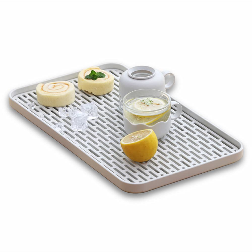 Bonilve Small Cup & Dish Drying Rack Kitchen, Drain Board For Kitchen Sink, Dish Drain Tray-White With Drainboard Large Enough F
